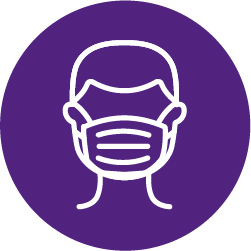 icon - face wearing mask on purple background