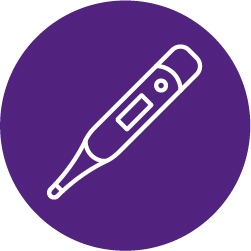 Icon - thermometer on purple background