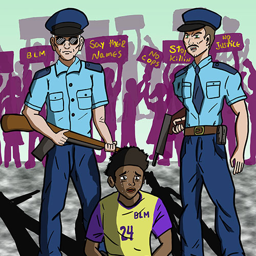 “警察改革讨论”插图由阿德米尔·卡奇亚绘制