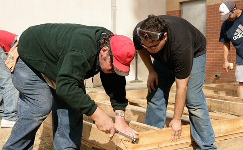 Students building in MC carpentry class