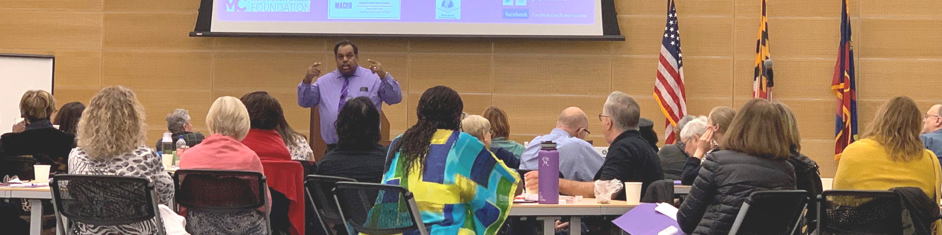 Daryl Davis presenting at a Colloquiumn at Montgomery College