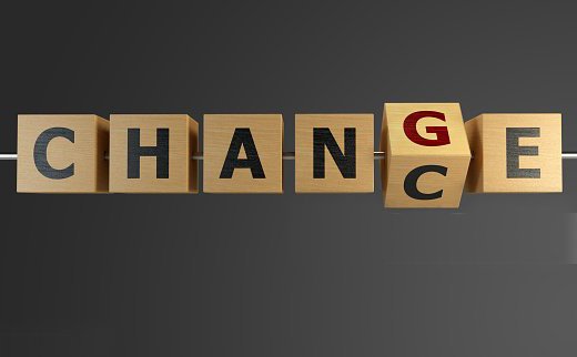 blocks with letters rotating from the word chance to the word change